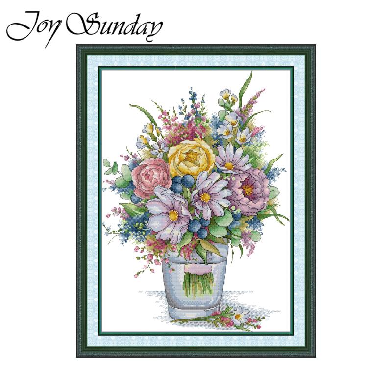 Embroidery X Pattern - 毎日の喜び-クロスステッチキット,色とりどりの花瓶,印刷されたhdパターン,カウントされた生地,aida,DIY刺embroideryセット,家の装飾,16,14,11カラット