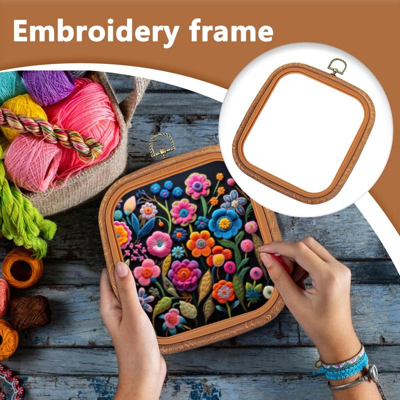 Embroidery And Quilting - 刺繍フープフレーム大型刺繍フープ正方形刺繍フレームラウンドキルティング用品レトロ針先フープリング用