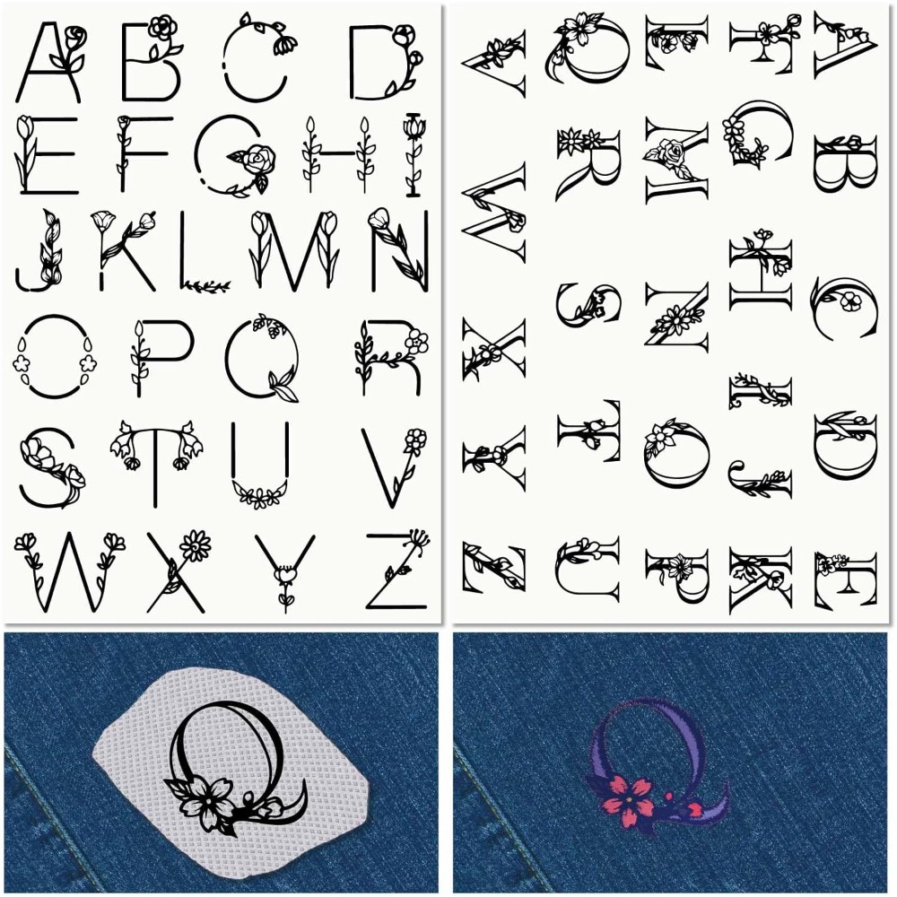 Embroidery Stitch - 水溶性刺embroideryスタビライザー,手縫いスティック,ステッチ転写紙,色あせ,印刷済み製造キット,レターA-Z
