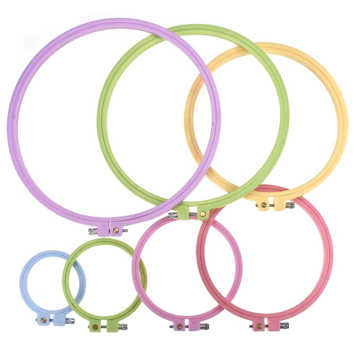 Embroidery Ring Sizes - ラウンドクロスステッチ刺繍枠 プラスチック刺繍フレームリング DIY マルチサイズ調整可能 手作り縫製ツールアクセサリー