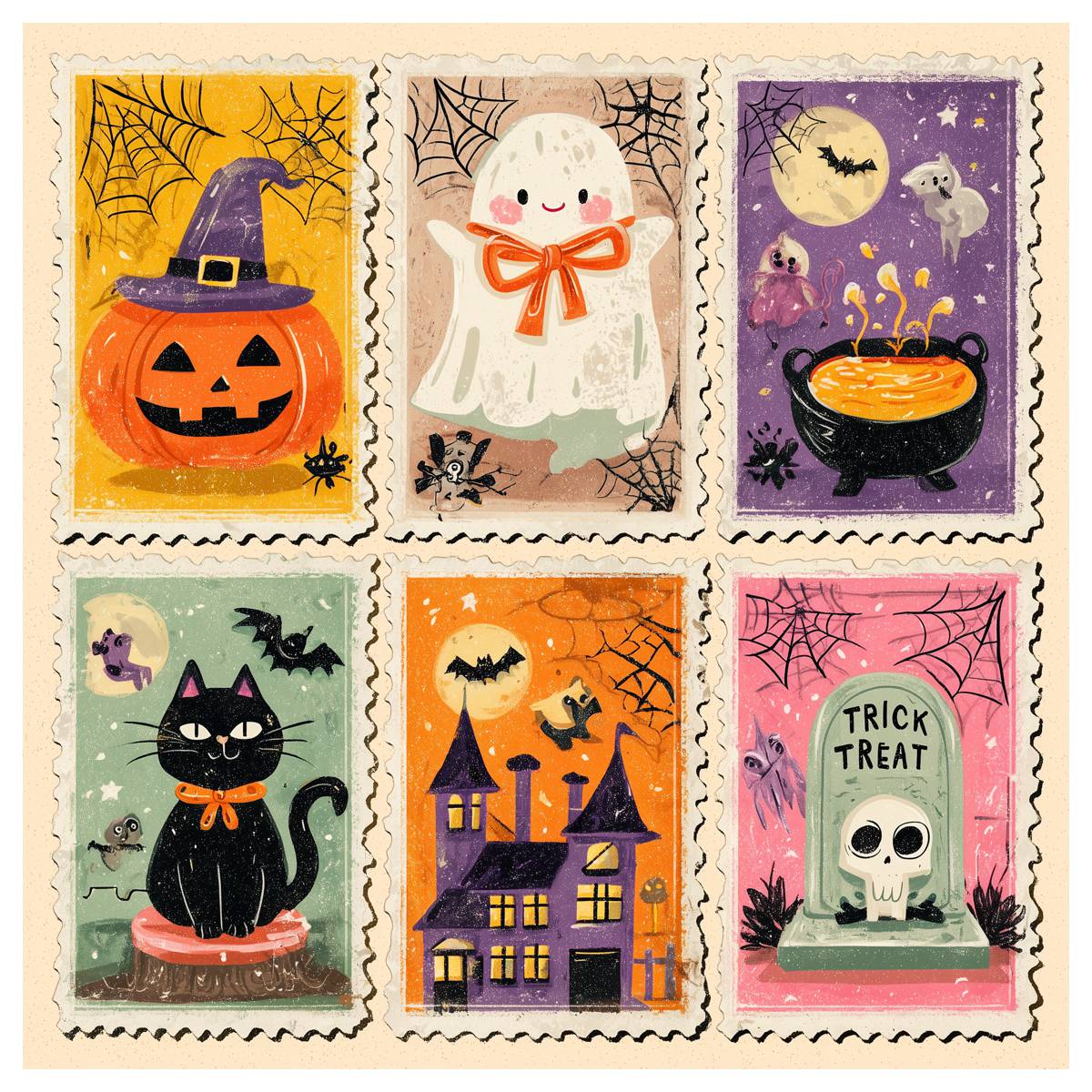 Embroidery X Pattern - 1pc 30X30CM/11.8 インチハロウィン 6 正方形グリッドパターン刻印クロスステッチキット DIY