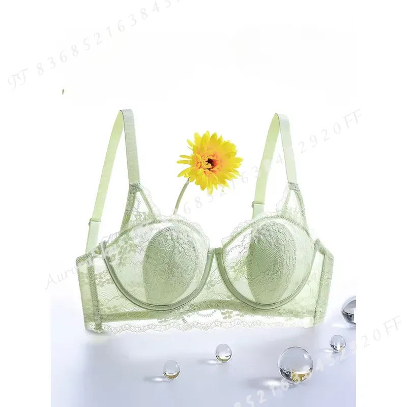 Embroidery Underwear - 女性用夏用レースブラジャー、超薄型通気性シームレスプッシュアップリフト、垂れ防止ランジェリートップ、大きな胸のための見えない下着