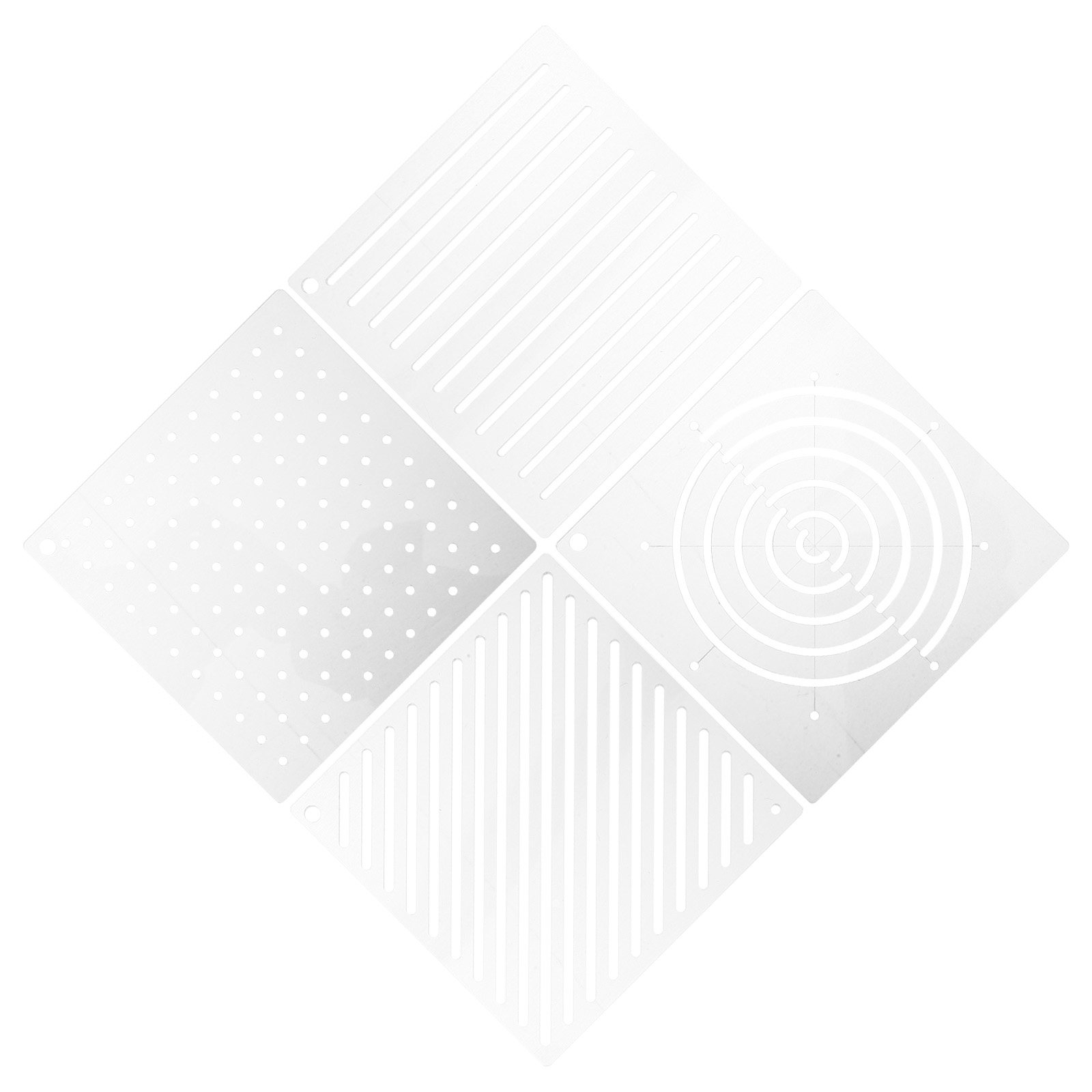 Embroidery And Quilting - 4個入り多用途アクリルキルティングテンプレート、初心者向け透明幾何学模様ステンシル、キルティング刺繍描画パターン用
