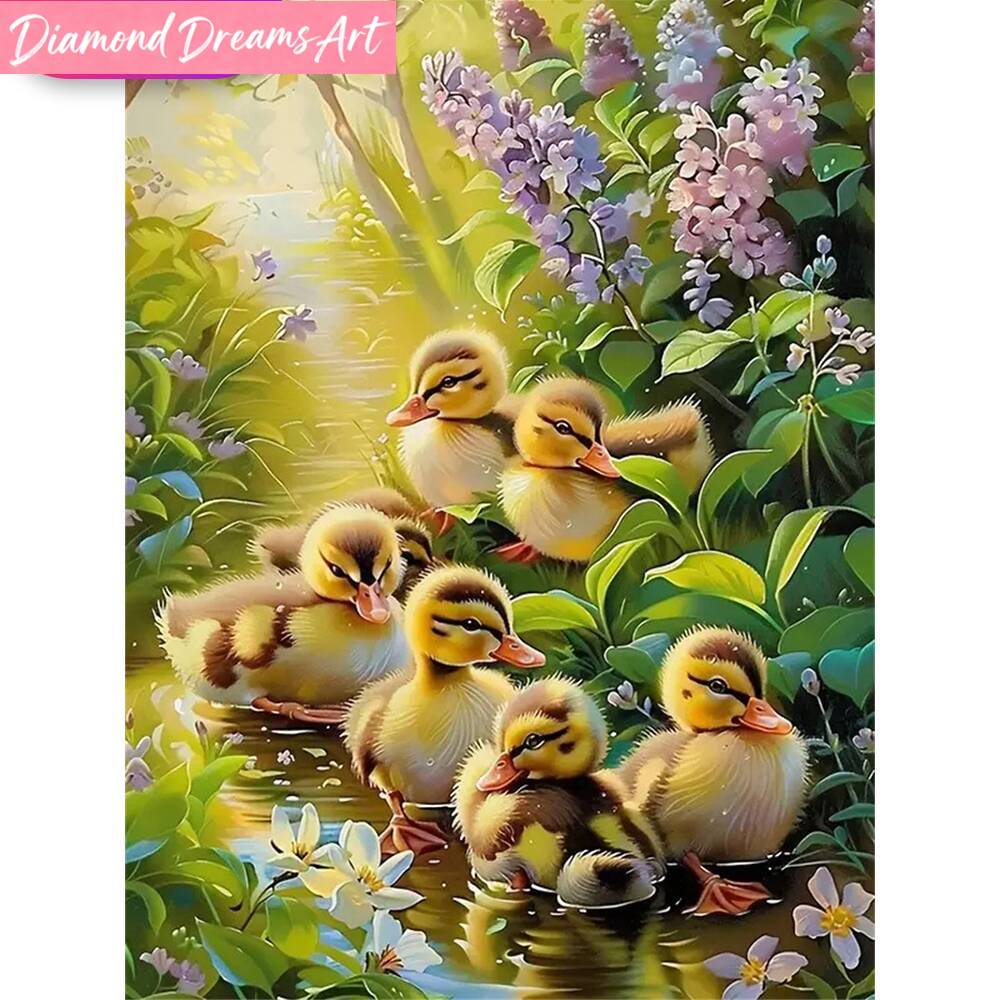 Embroidery Artwork - フレームレス、5D DIY ダイヤモンドペインティングアヒル動物絵ラインストーンダイヤモンドモザイク針仕事刺繍子供の趣味