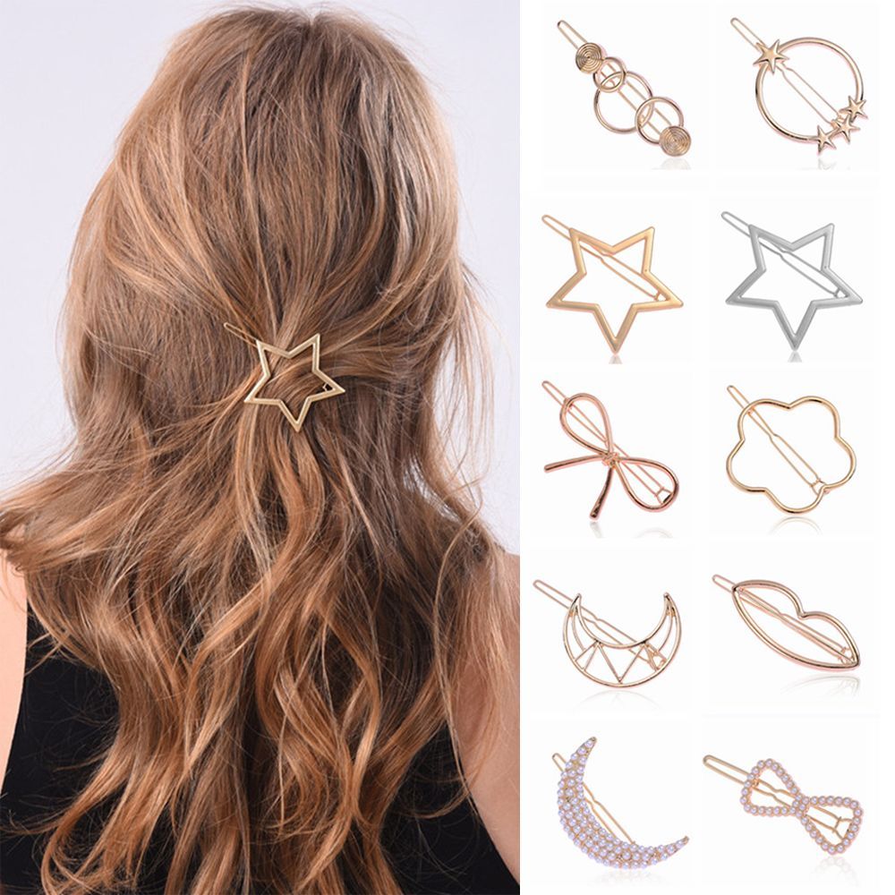 Embroidery Knot - 女性のための幾何学的なポニーテールヘアピン、ボビーピン、ノットヘアクリップ、スター、ハートピン、メタルヘアクリップ、ヘッドウェア、ヘアスタイリングツール、1個
