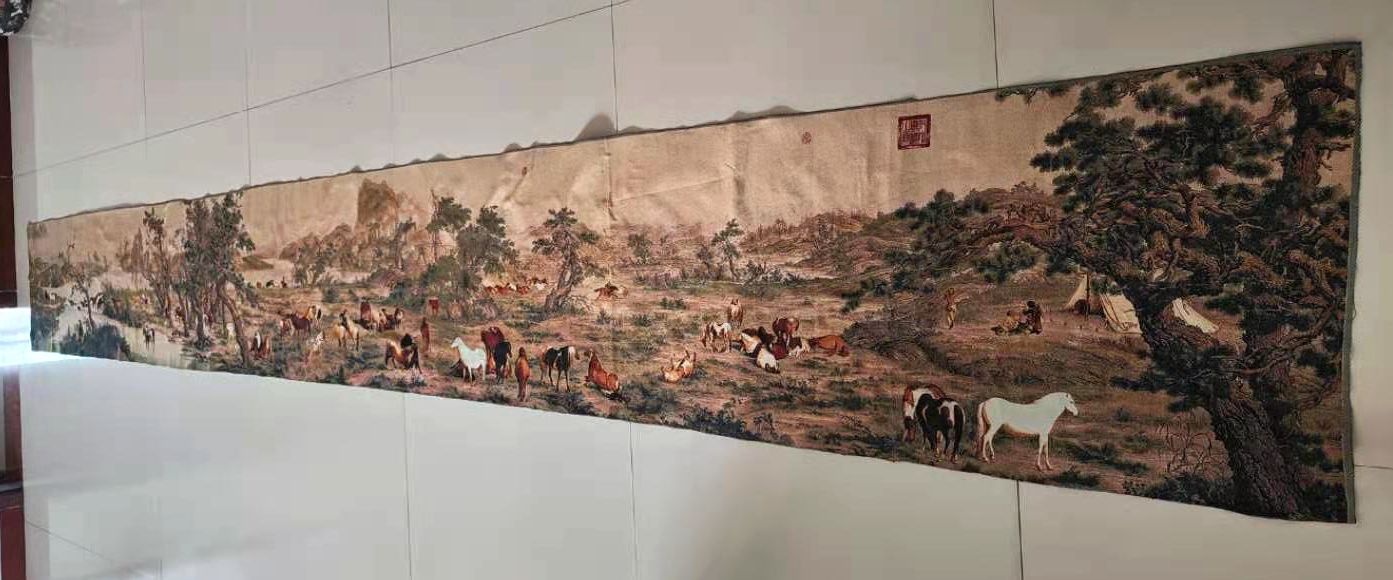 Embroidery Horse - 5 メートルのスーパーサイズ中国の民俗シルク刺繍すべてのかわいい馬タンカタンカ絵画壁画