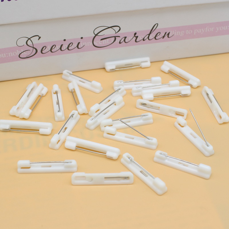 Embroidery Eyebrow - 50個入り 2.1cm 3.1cm 白黒接着剤付きプラスチックブローチピンバックプレーン安全ピン ハンドバッジ・ヒジャブピン用