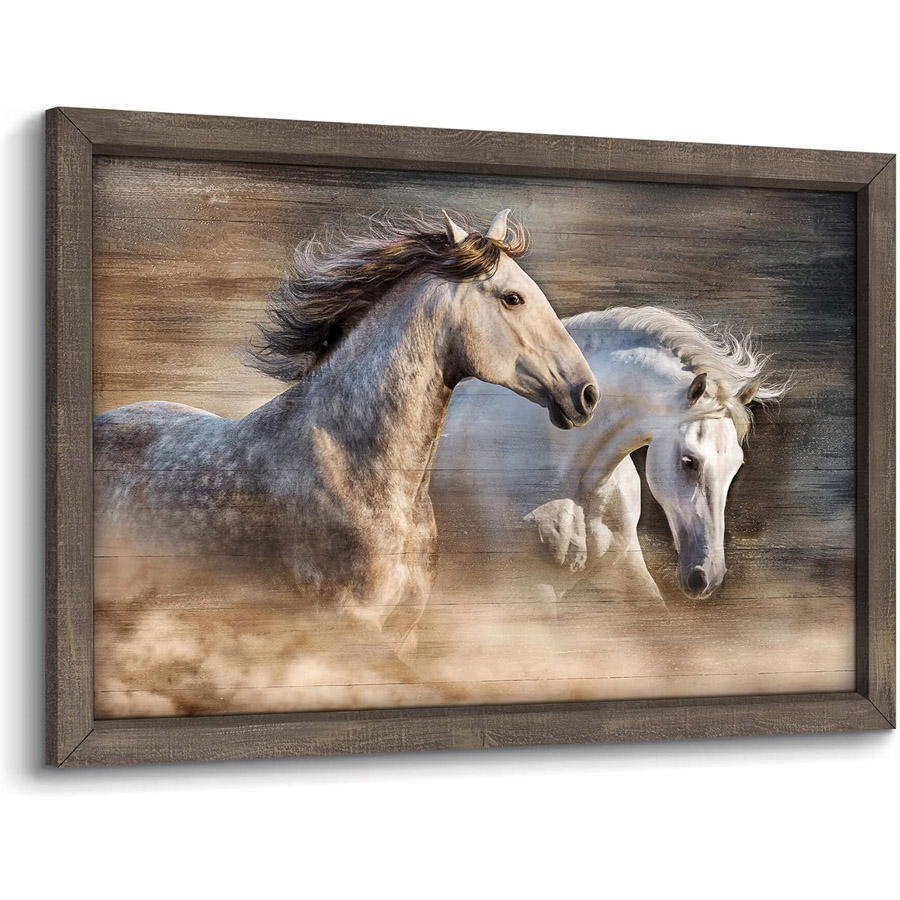 Embroidery Horse - 5Dダイヤモンドペインティングキット 馬の壁掛けアート絵画 二匹の馬のアート 走る馬 ダイヤモンド刺繍モザイク 馬のアートワーク