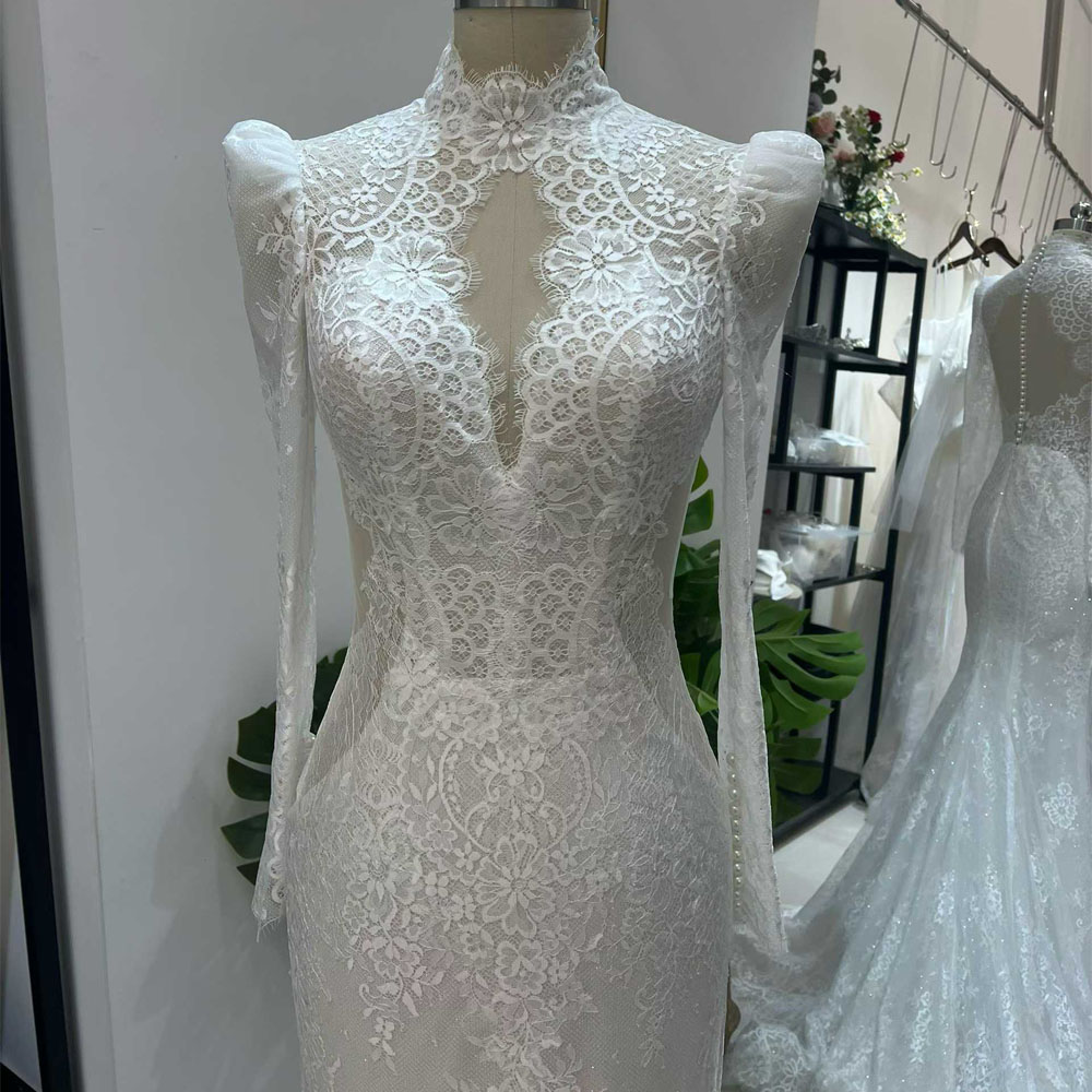 レディース長袖タートルネックウェディングドレス2026刺繍マ - Embroidery Organza のレビューと価格