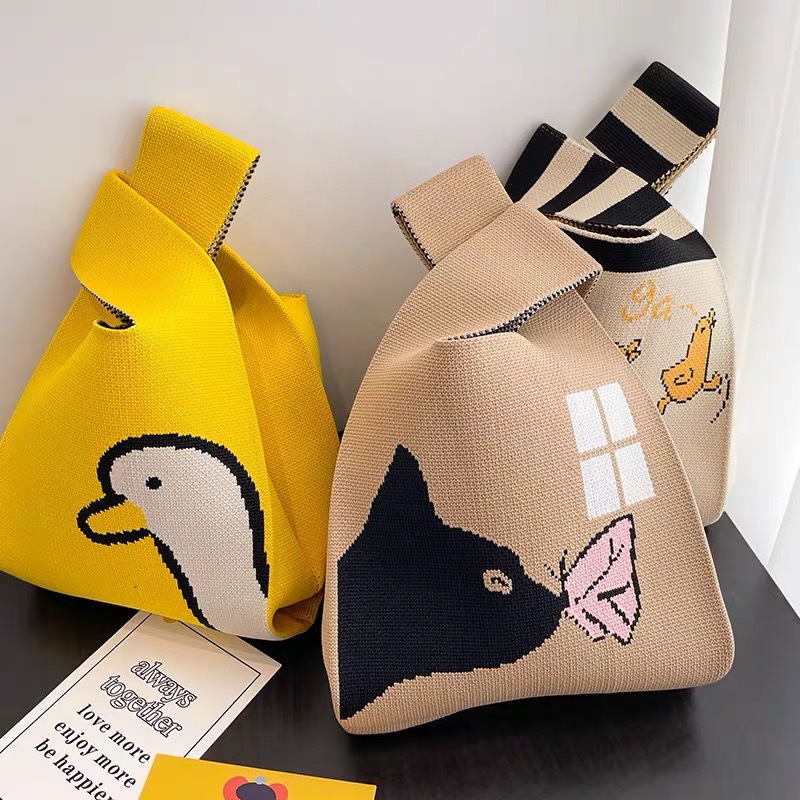 女性のノットリストバッグポータブルミニストライプトート手作り - Embroidery Knot のレビューと価格