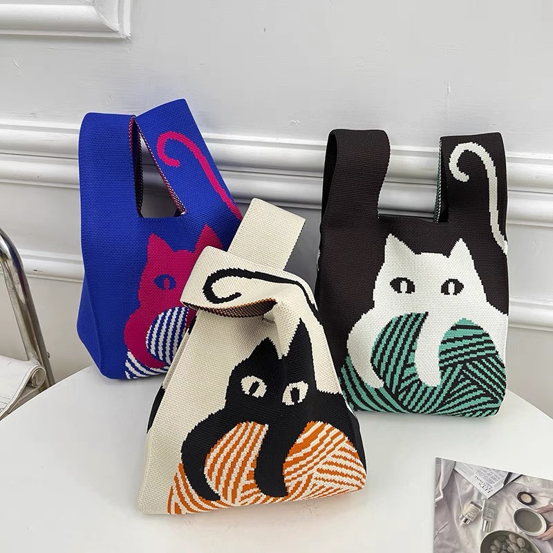女性のノットリストバッグポータブルミニストライプトート手作り - Embroidery Knot のレビューと価格