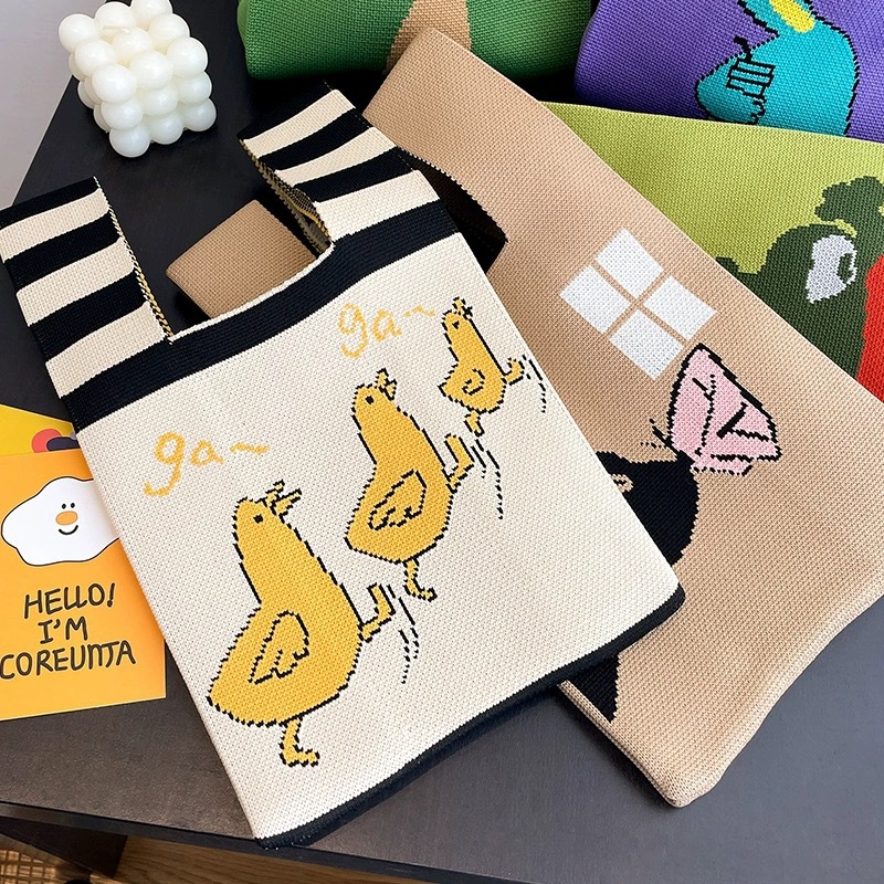 女性のノットリストバッグポータブルミニストライプトート手作り - Embroidery Knot のレビューと価格