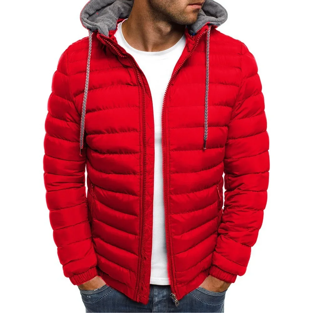 2026 メンズコットンパッドパーカーコート秋冬男性用無地暖 - Embroidery Zip Up Hoodie のレビューと価格
