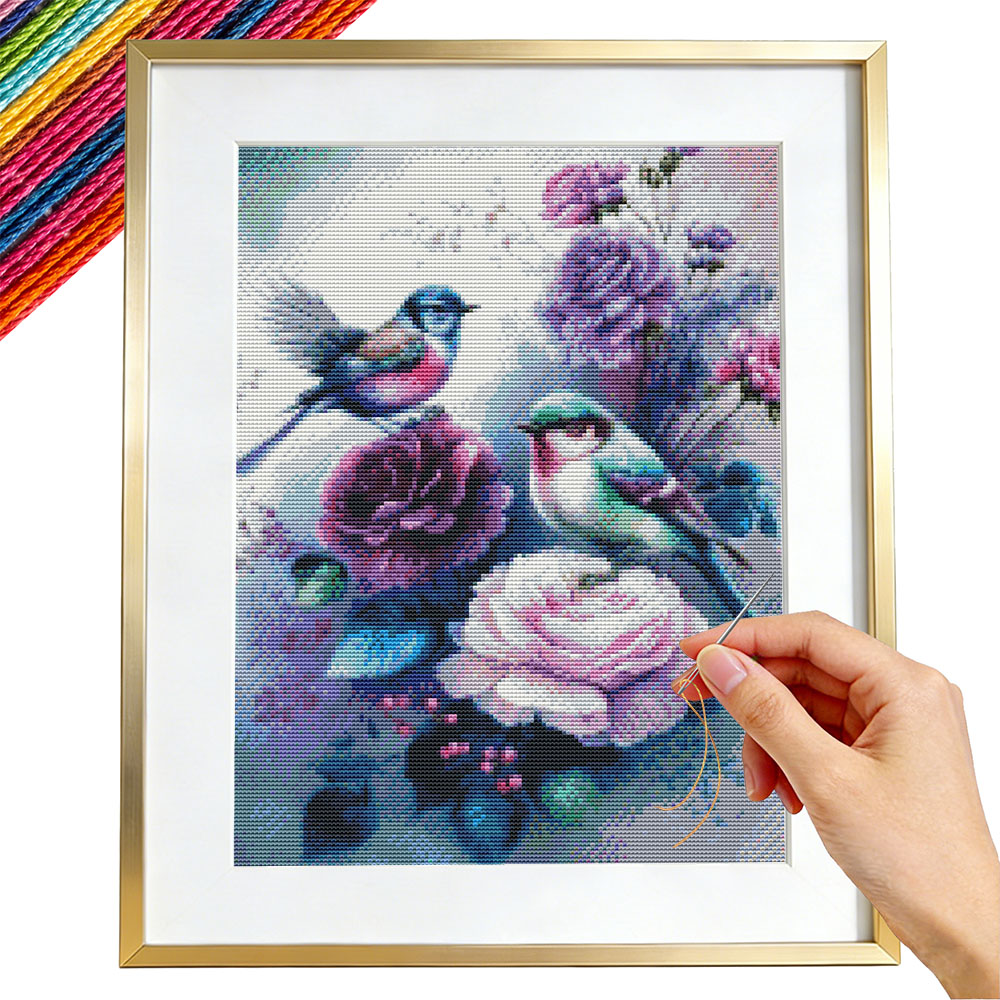 11CT クロスステッチローズフラワープリントキット刺繍鳥花 - Embroidery Guide Paper のレビューと価格
