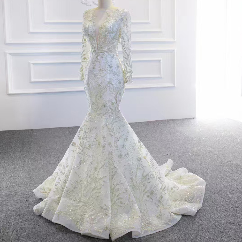 取り外し可能なトレーン Oネック エレガントなレースアップバ - Embroidery Organza のレビューと価格