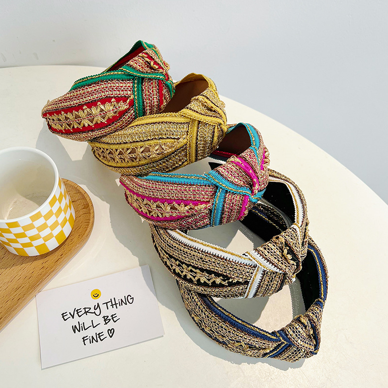 女性と女の子のためのヴィンテージボヘミアンヘッドバンド,ゴー - Embroidery Knot のレビューと価格