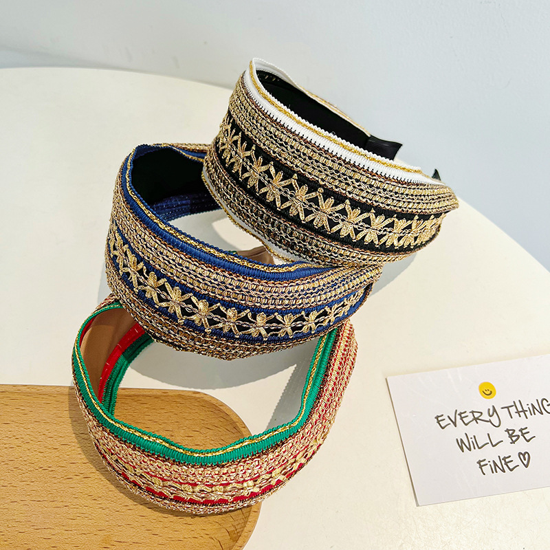 女性と女の子のためのヴィンテージボヘミアンヘッドバンド,ゴー - Embroidery Knot のレビューと価格