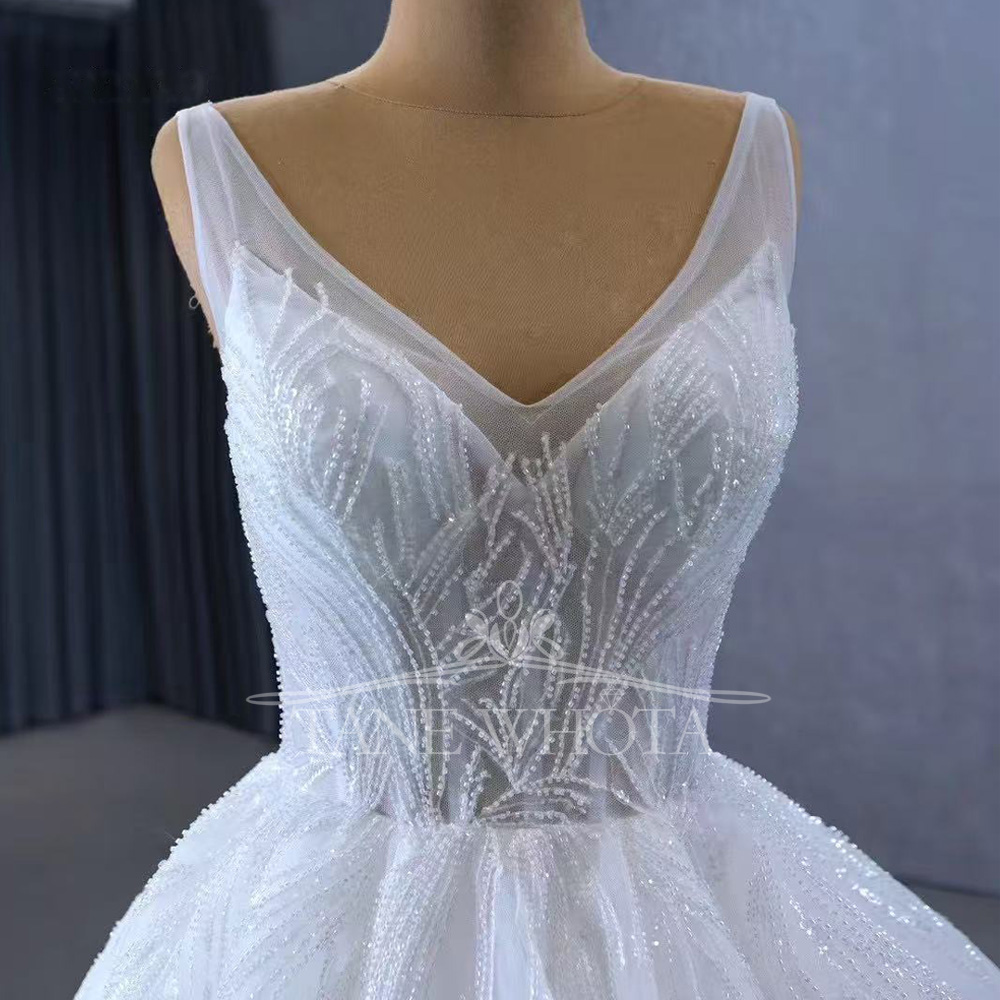クリスタルスパンコール付きブライダルドレス 2026 スパゲ - Embroidery Organza のレビューと価格