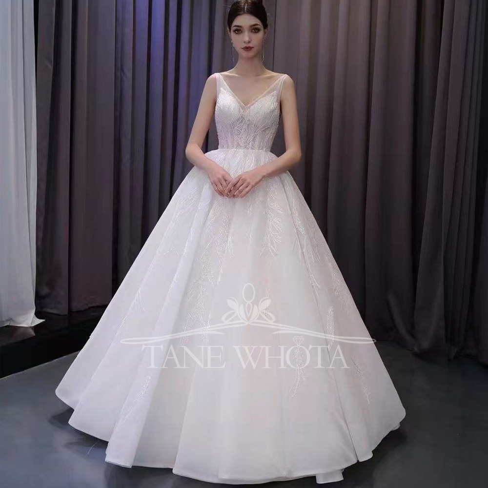 クリスタルスパンコール付きブライダルドレス 2026 スパゲ - Embroidery Organza のレビューと価格