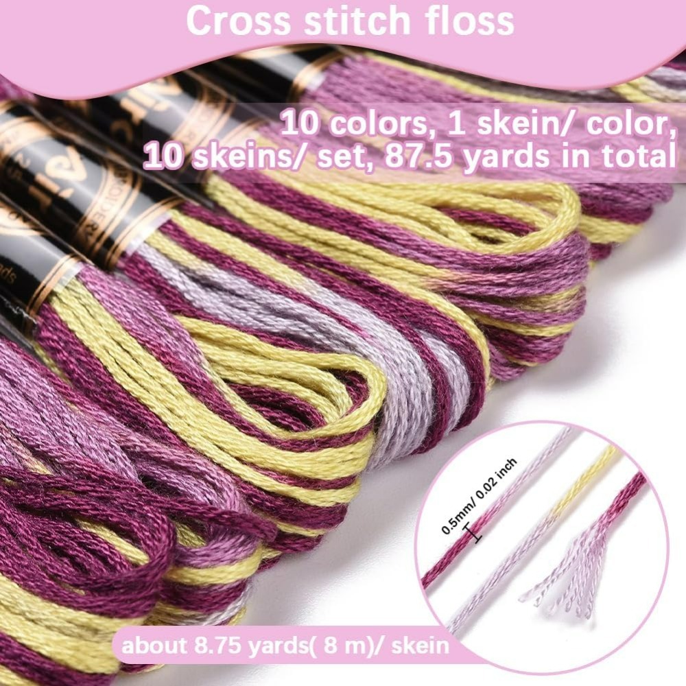 6 ストランド紫多彩な刺繍フロスグラデーションカラークロスス - Embroidery Stitch のレビューと価格