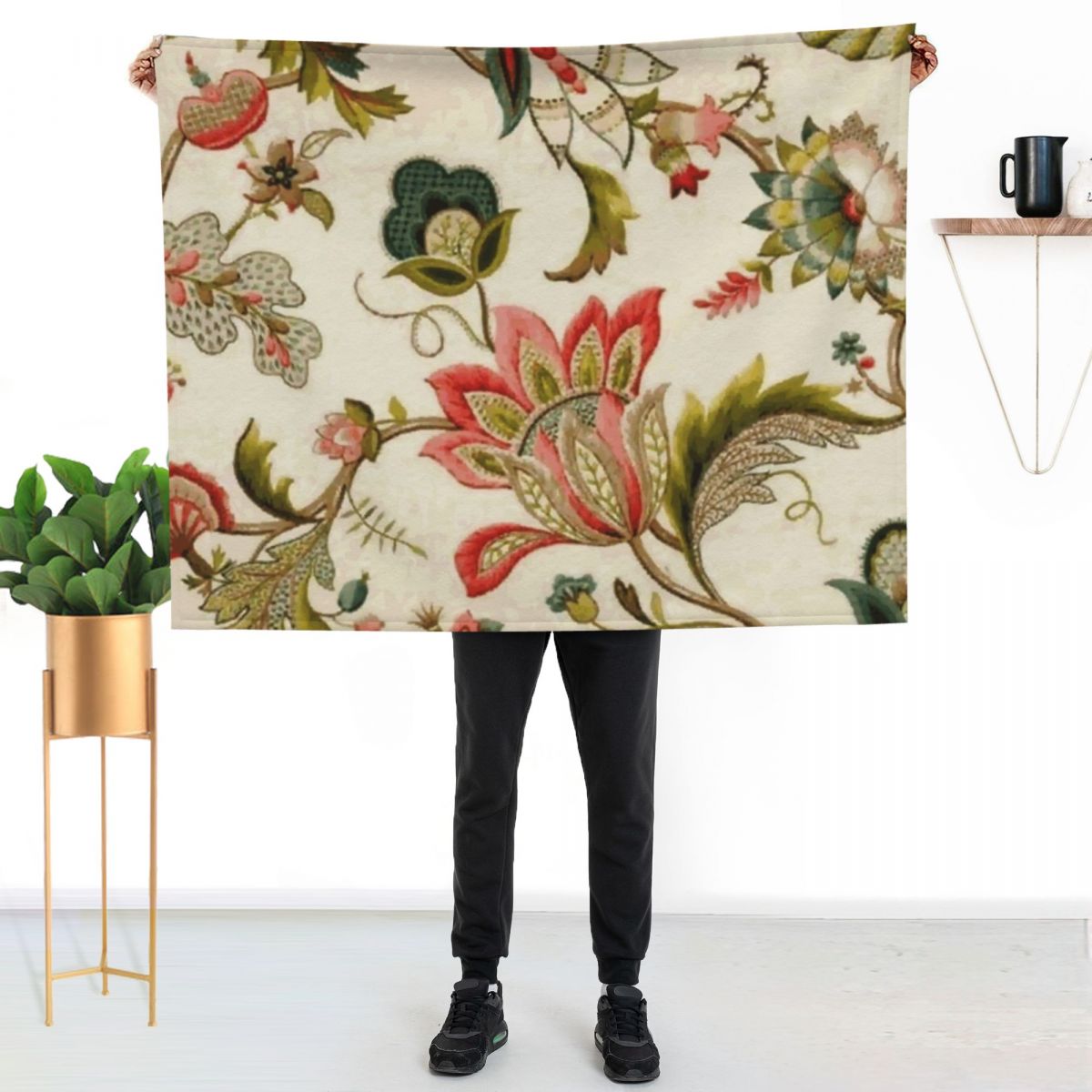 ジェイコブ様式の花柄クルーエル刺繍パターン デジタルアート  - Embroidery Vector のレビューと価格