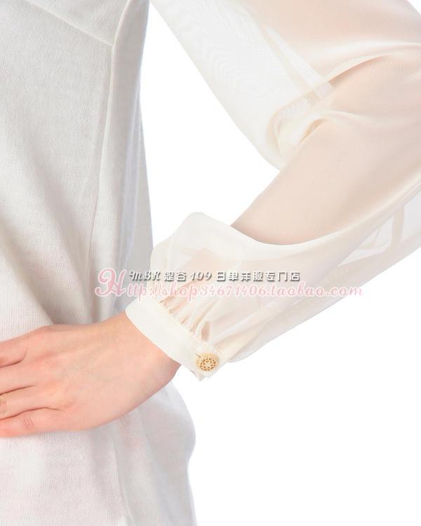 日本のリザ-シルクシフォンシャツ,長袖,刺knitted,レ - Embroidery Organza のレビューと価格