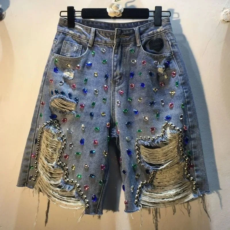 2025年夏 ショートパンツ ハイウエスト ジーンズ ホール - Embroidery Jeans Sakura のレビューと価格