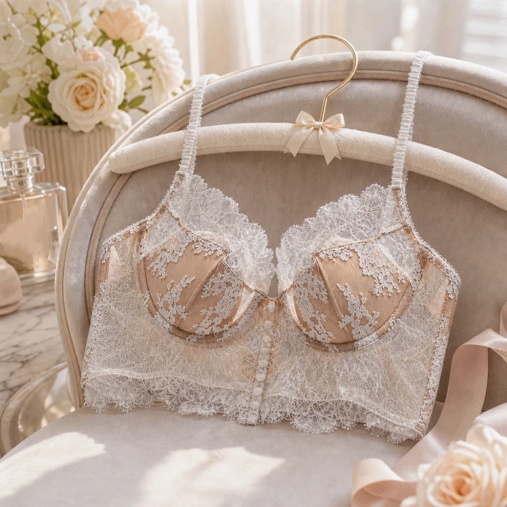 花刺繍レースワイヤレスブラジャーギャザーメッシュフラワープッ - Embroidery Underwear のレビューと価格