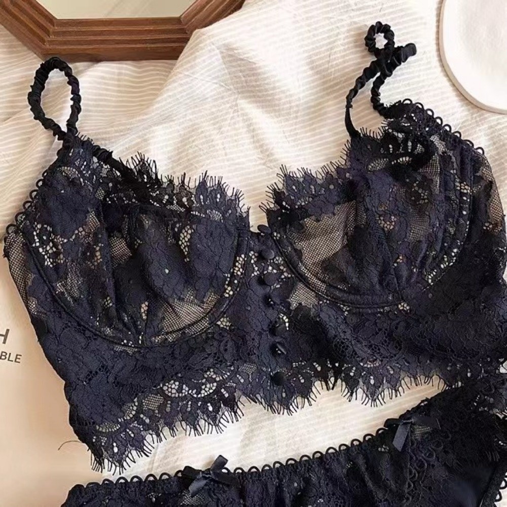 花刺繍レースワイヤレスブラジャーギャザーメッシュフラワープッ - Embroidery Underwear のレビューと価格