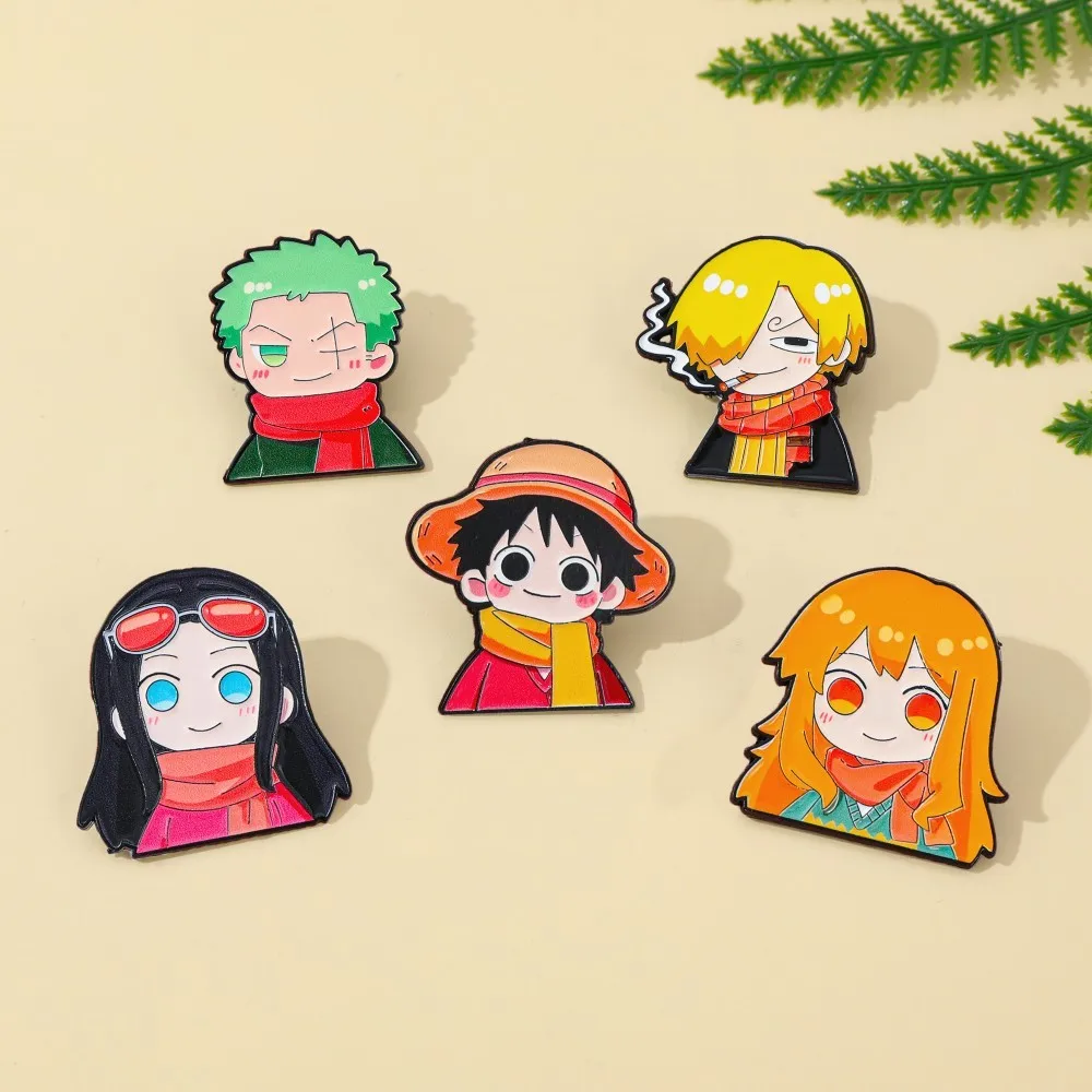 5個入り 可愛いアニメ漫画ブローチ 面白いナミ ルフィ ゾロ - Embroidery Outfit のレビューと価格