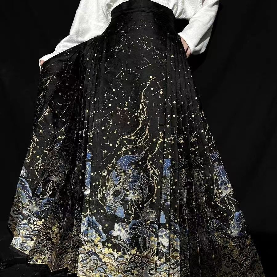 ‌ 新しい中国風漢服馬面スカート - 明王朝馬面スカート、金 - Embroidery Horse のレビューと価格