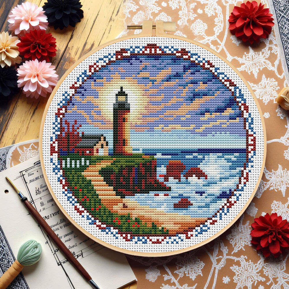 クロスステッチ灯台フープツール 11CT 風景パターン DI - Embroidery X Pattern のレビューと価格