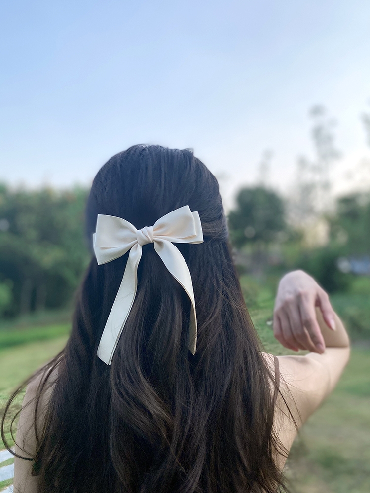 韓国のエレガントなロングリボンボウヘアピン、女性と女の子のた - Embroidery Knot のレビューと価格