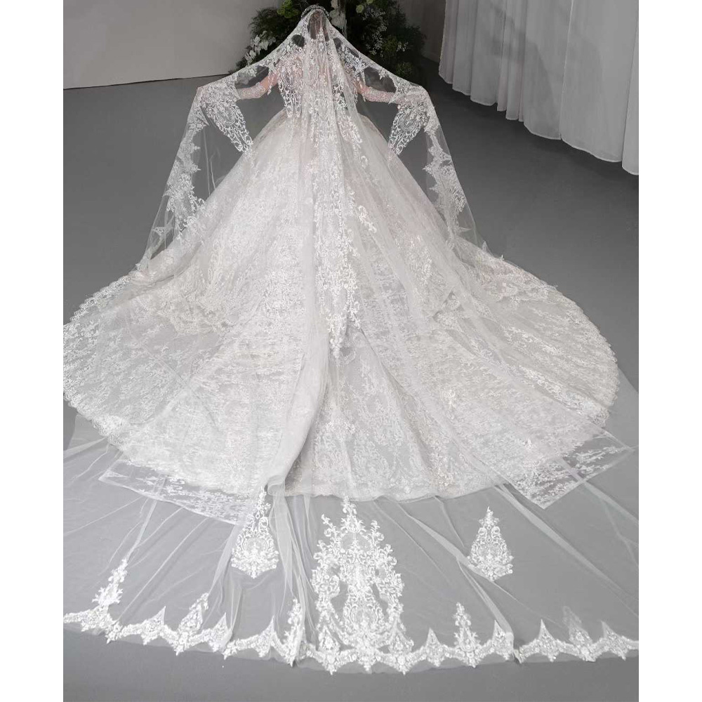 豪華なオフショルダー・スイートハート・ウェディングドレス 2 - Embroidery Organza のレビューと価格