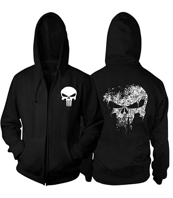 3D プリント パニッシャー ジップアップ パーカー、Ali - Embroidery Zip Up Hoodie のレビューと価格