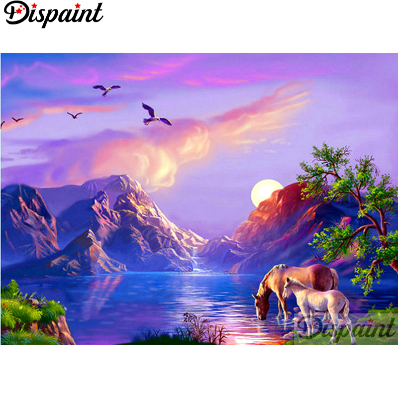 Dispaint フルスクエア/ラウンドドリル 5D DIY - Embroidery Horse のレビューと価格