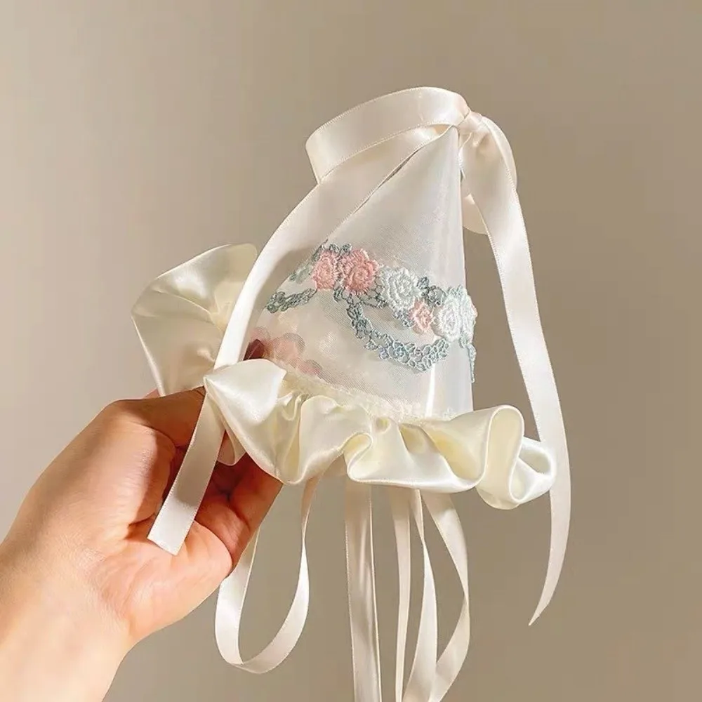 かわいいスタイルの刺繍メッシュ誕生日帽子ヘアクリップリボンフ - Embroidery Knot のレビューと価格