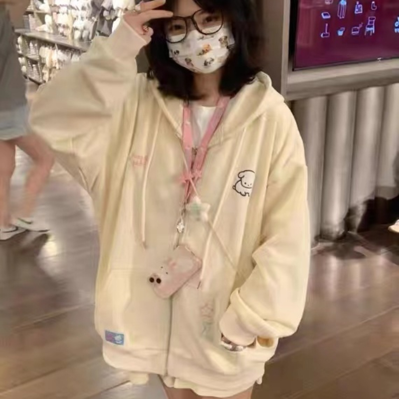 女性のための日本のカワイイジップアップパーカー、甘い女の子、 - Embroidery Zip Up Hoodie のレビューと価格