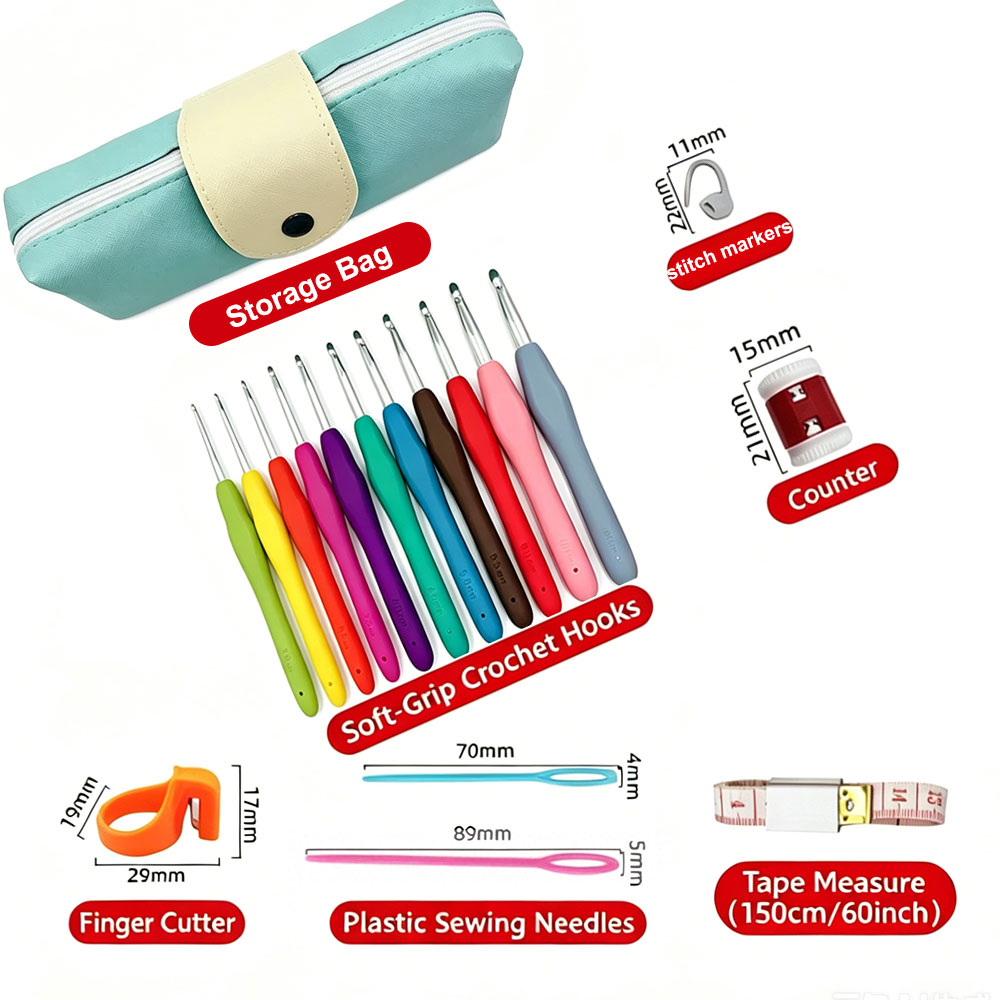 37個のかぎ針編みフックキット、収納バッグ付き、ソフトハンド - Embroidery Needles のレビューと価格
